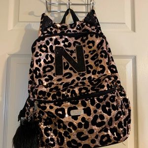 Justice initial cheetah backpack and lunchbox set